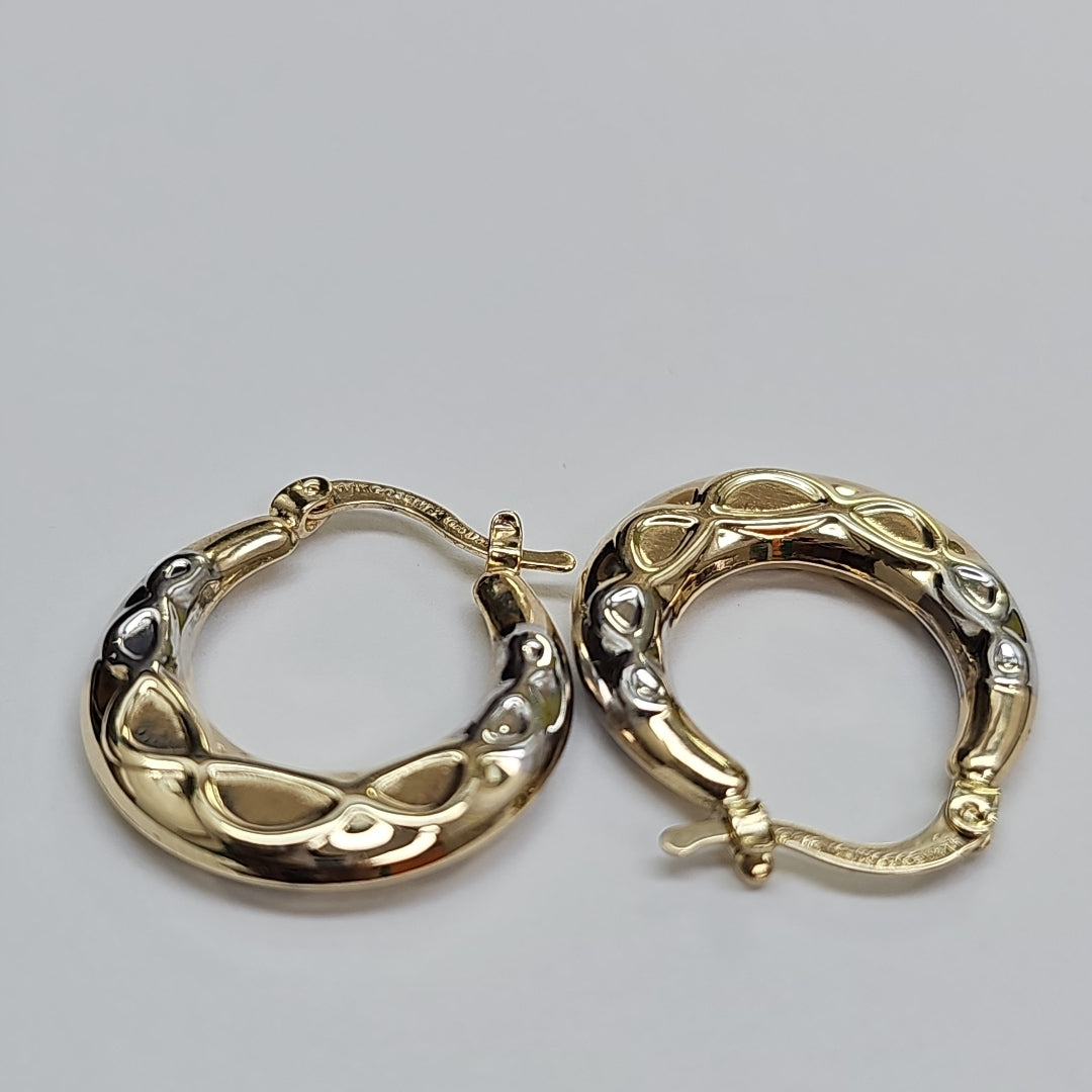 ARETES ARRACADAS COMBINADAS CON INFINITO 14K 2.2 GR (NUEVO)