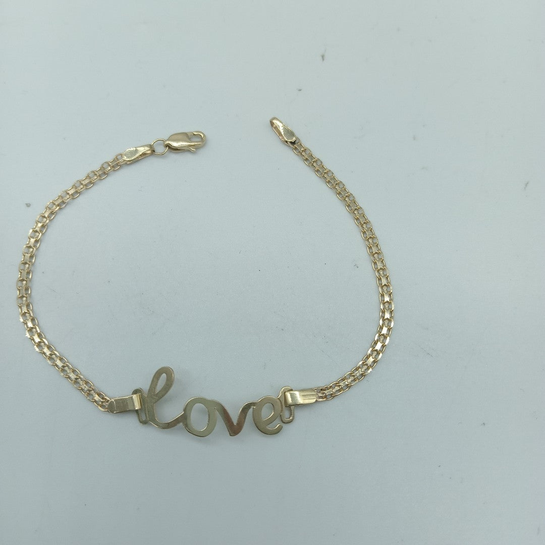 PULSERA ESCLAVA GRABADA LOVE 10K 18 CM 2.7 GR (NUEVO)