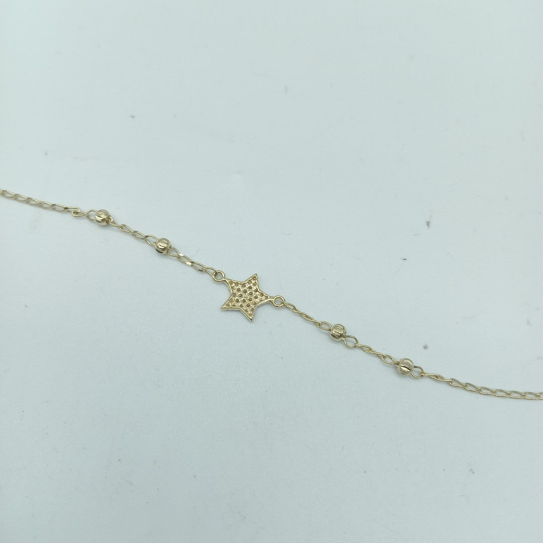PULSERA ESPECIAL CON ESTRELLA Y CIRCONIAS 14K 18 CM 1.4 GR (NUEVO)