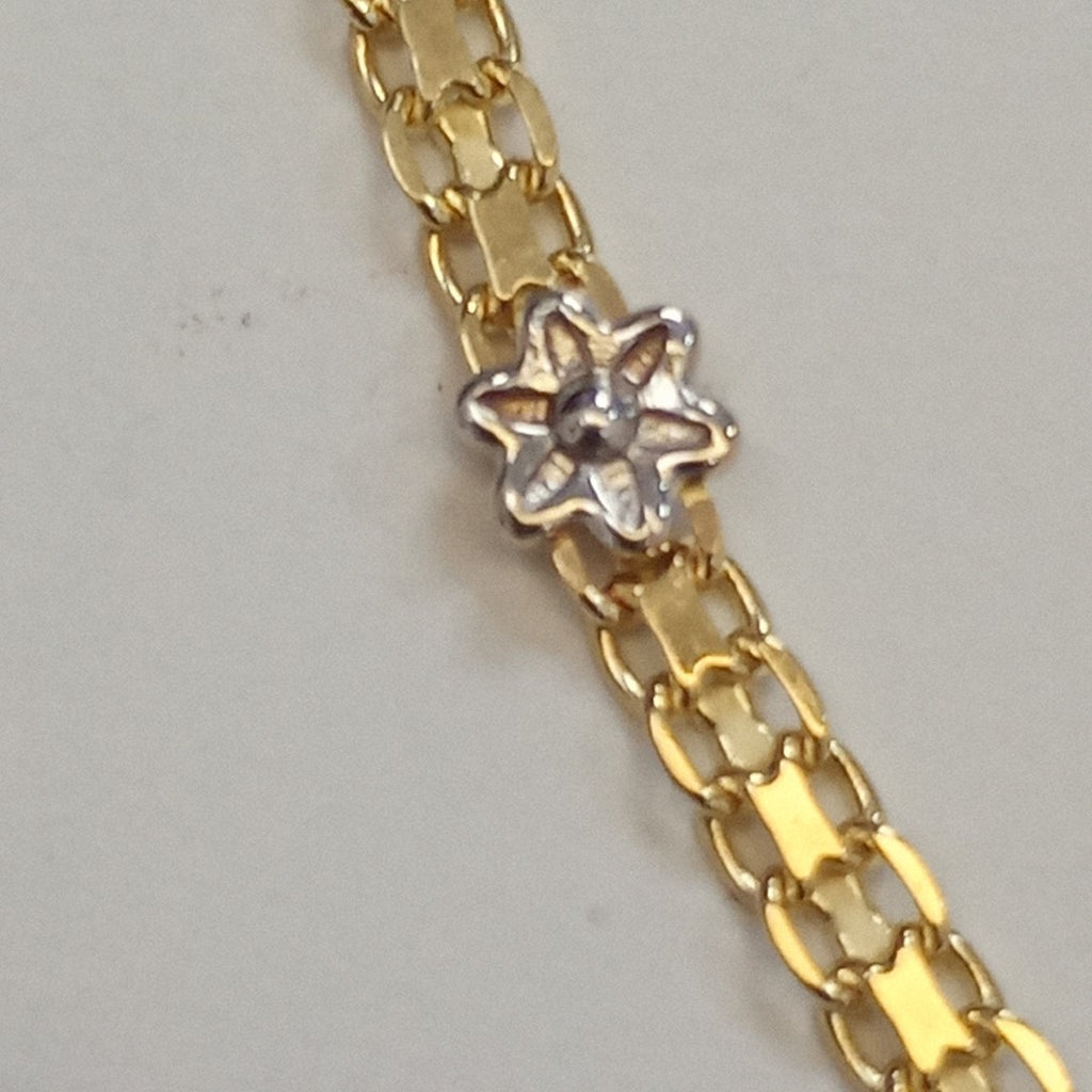 PULSERA ESPECIAL C FLORES 14K 18 CM 3 GR (NUEVO)