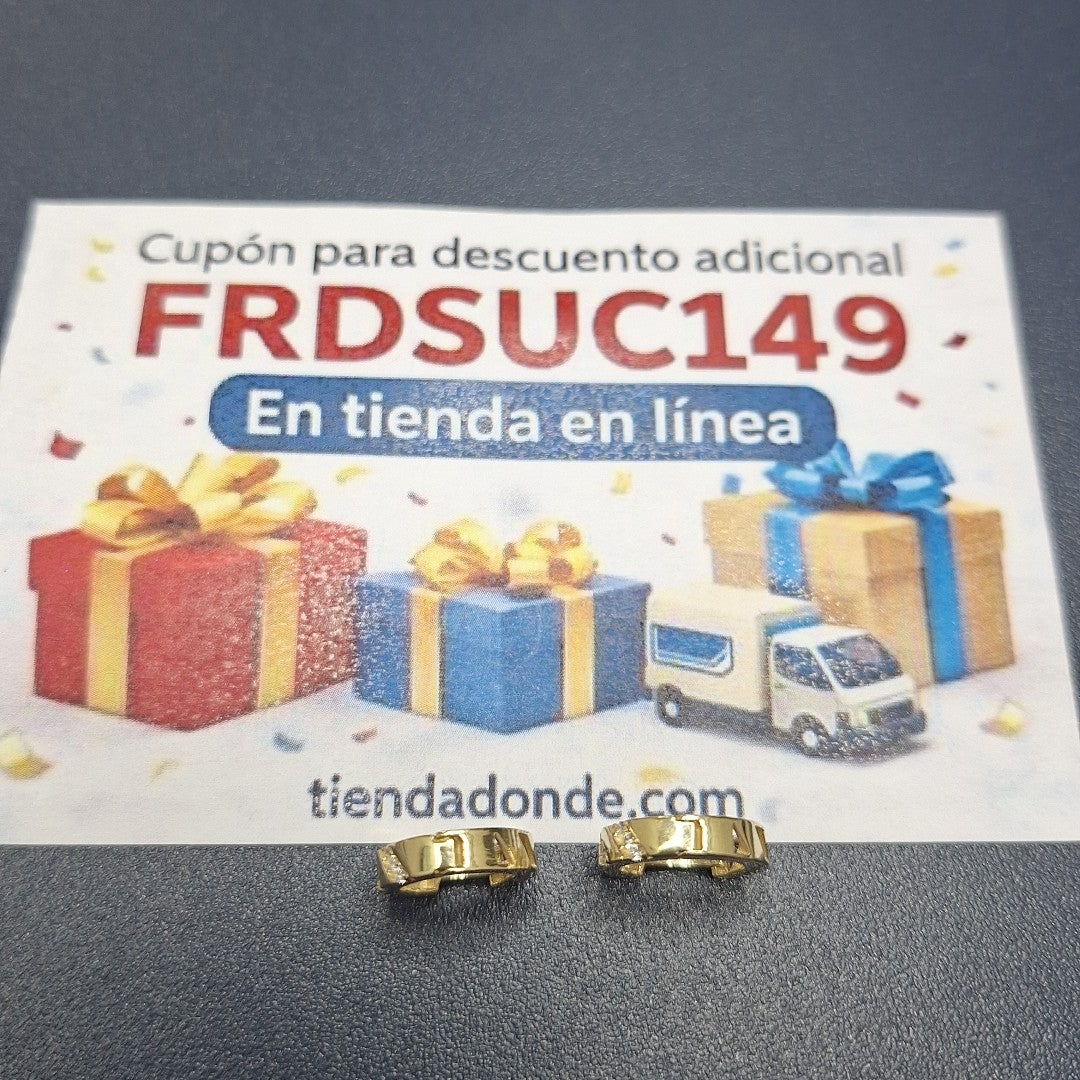 ARETES HUGGIES CON CIRCONIAS 14K 2.2 GR (NUEVO)