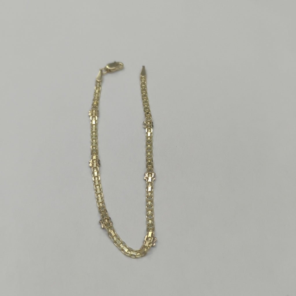 PULSERA ESPECIAL C FLORES 14K 18 CM 2.9 GR (NUEVO)