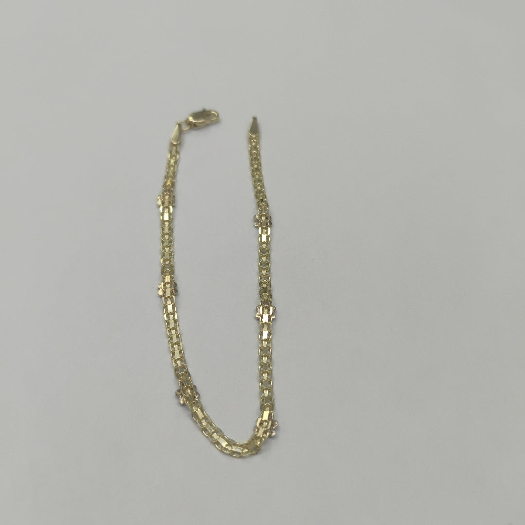 PULSERA ESPECIAL C FLORES 14K 18 CM 2.9 GR (NUEVO)