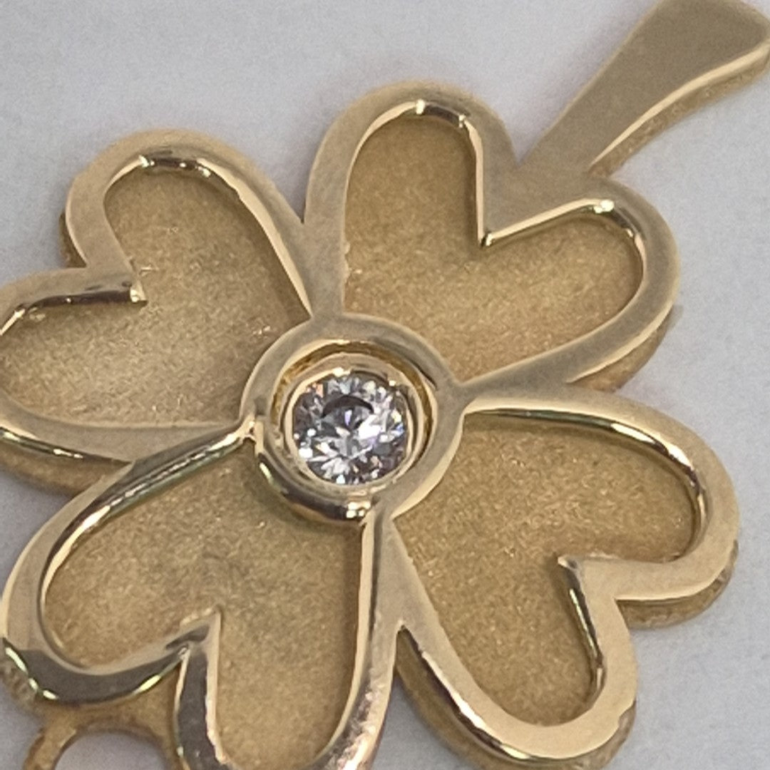 DIJE FIG TREBOL C CIRCONIA 14K 0.8 GR (NUEVO)