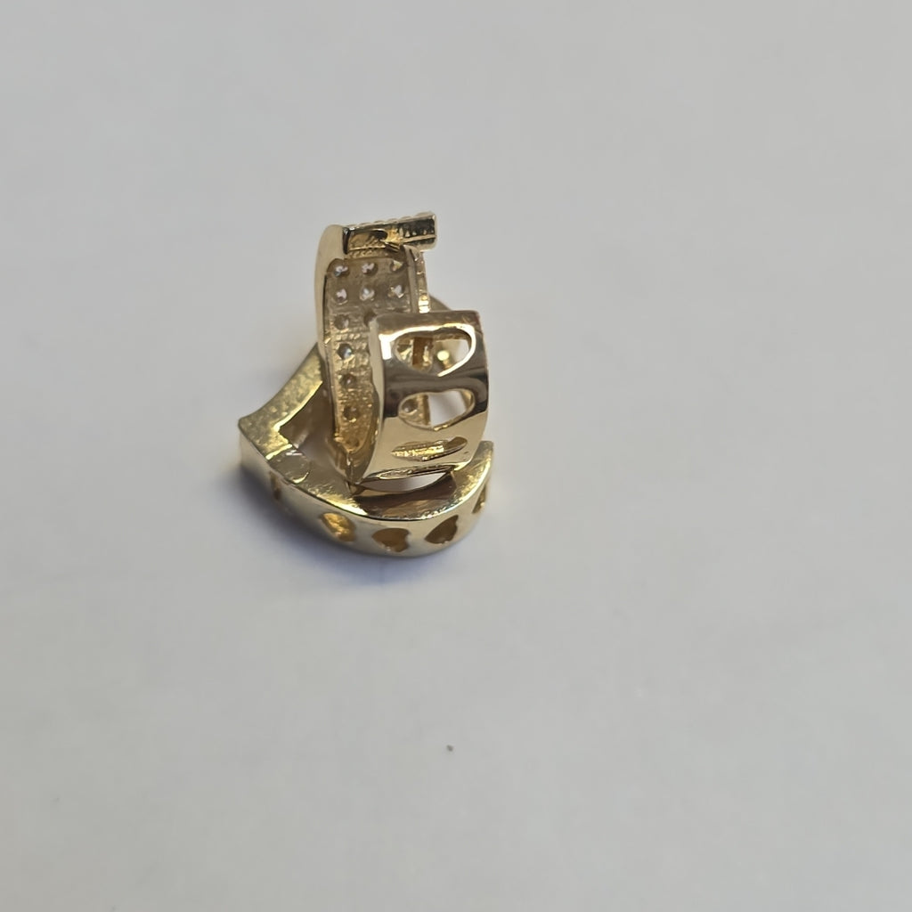 ARETES ARRACADAS CORAZON C CIRCONIAS 14K 2.2 GR (NUEVO)