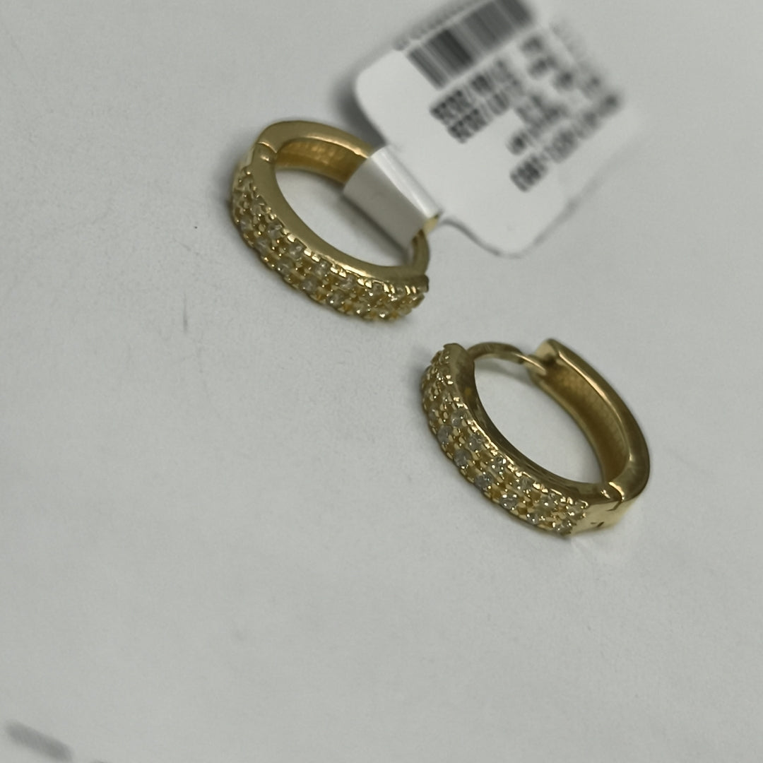 ARETES HUGGIES C CIRCONIAS 14K 1.8 GR (NUEVO)