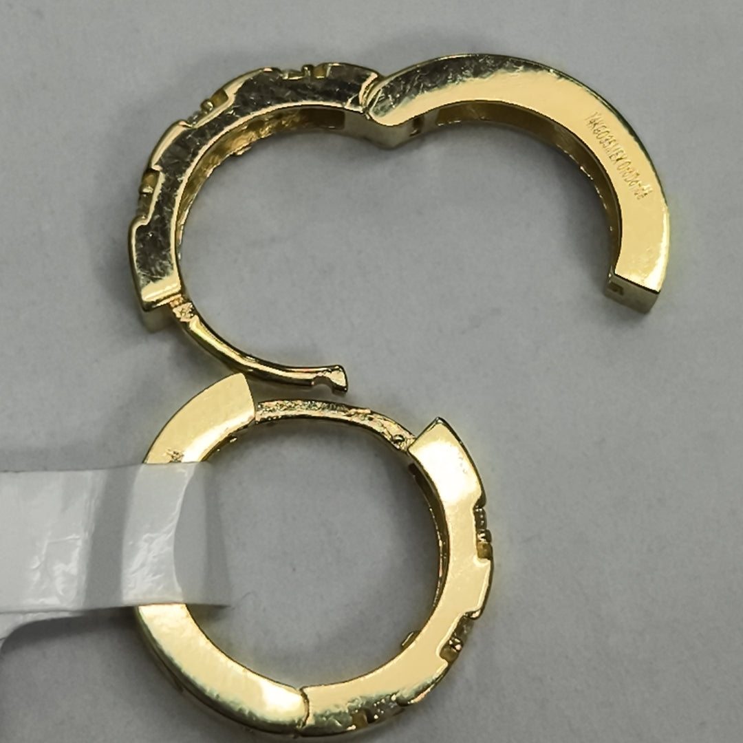 ARETES HUGGIES CON CIRCONIAS 14K 2.2 GR (NUEVO)