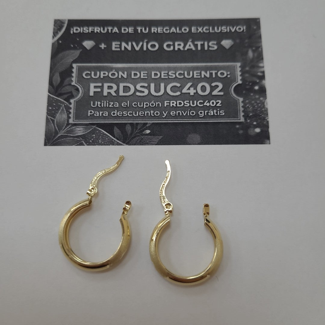 ARETES TEJIDO ARRACADA SATINADA 14K 2.5 GR (NUEVO)