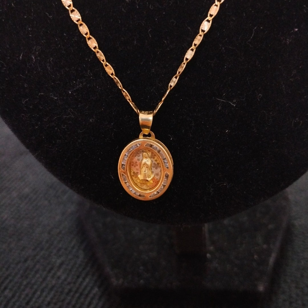 CADENA, MEDALLA RELIGIOSA ORO COMBINADO 10 K 2.3 GRMS (SEMINUEVO)