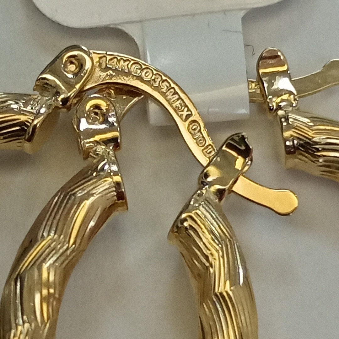 ARETES TEJIDO ARRACADA LABRADA 14K 2.6 GR (NUEVO)