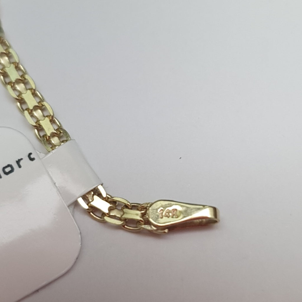 PULSERA TEJIDO ESPECIAL CON INFINITO Y CIRCONIAS 14K 18 CM 3.4 GR (NUEVO)
