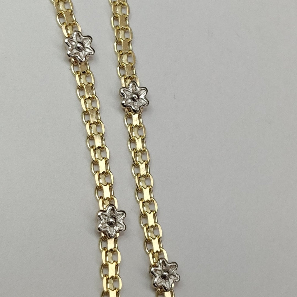 PULSERA ESPECIAL C FLORES 14K 18 CM 3 GR (NUEVO)