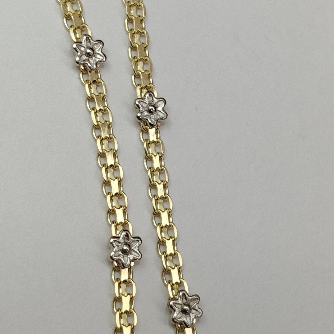 PULSERA ESPECIAL C FLORES 14K 18 CM 3 GR (NUEVO)
