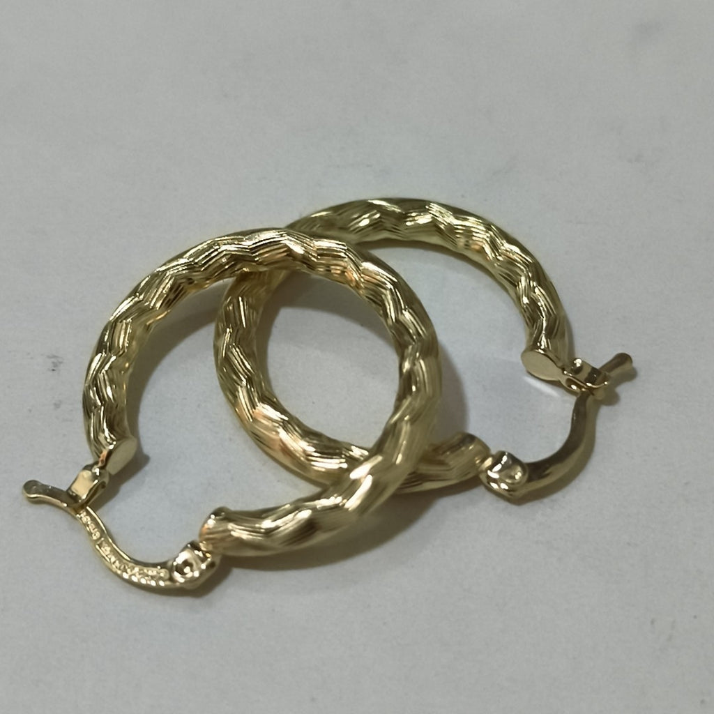 ARETES TEJIDO ARRACADA LABRADA 14K 2.8 GR (NUEVO)