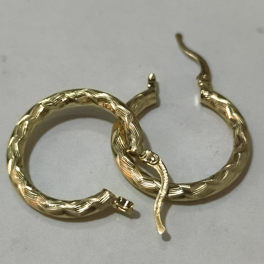 ARETES TEJIDO ARRACADA LABRADA 14K 2.6 GR (NUEVO)