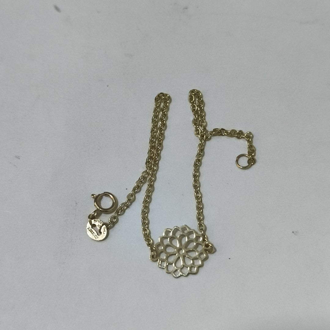 PULSERA TEJIDO ESPECIAL CON MANDALA 14K 18 CM 1.3 GR (NUEVO)