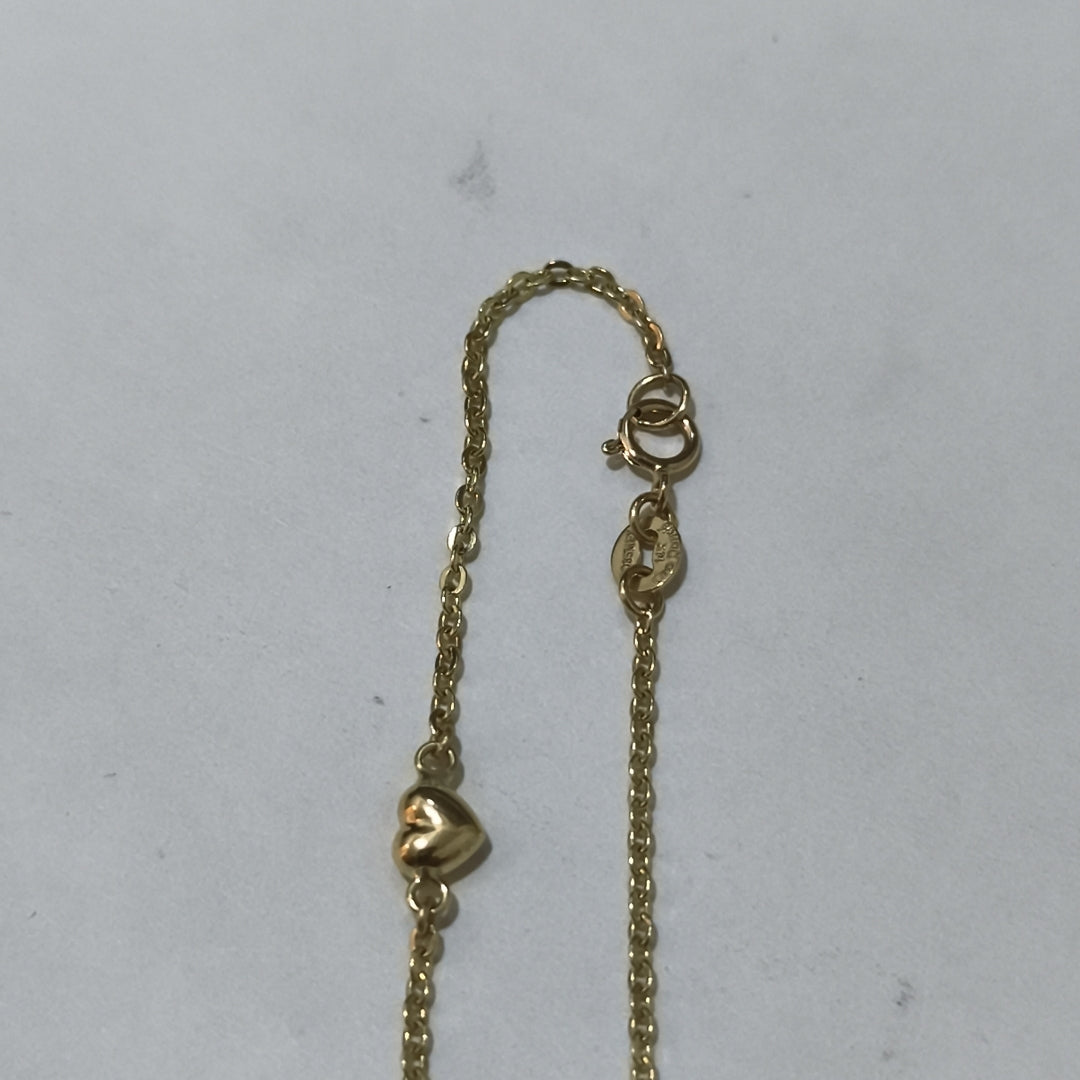 PULSERA TEJIDO ESPECIAL CON CORAZONES 14K 18 CM 1.7 GR (NUEVO)