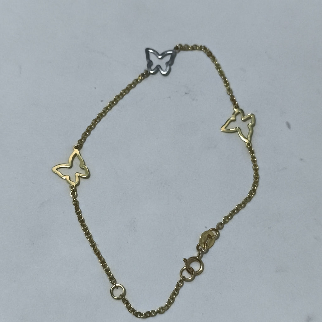 PULSERA ESPECIAL C MARIPOSAS 14K 18 CM 1.7 GR (NUEVO)