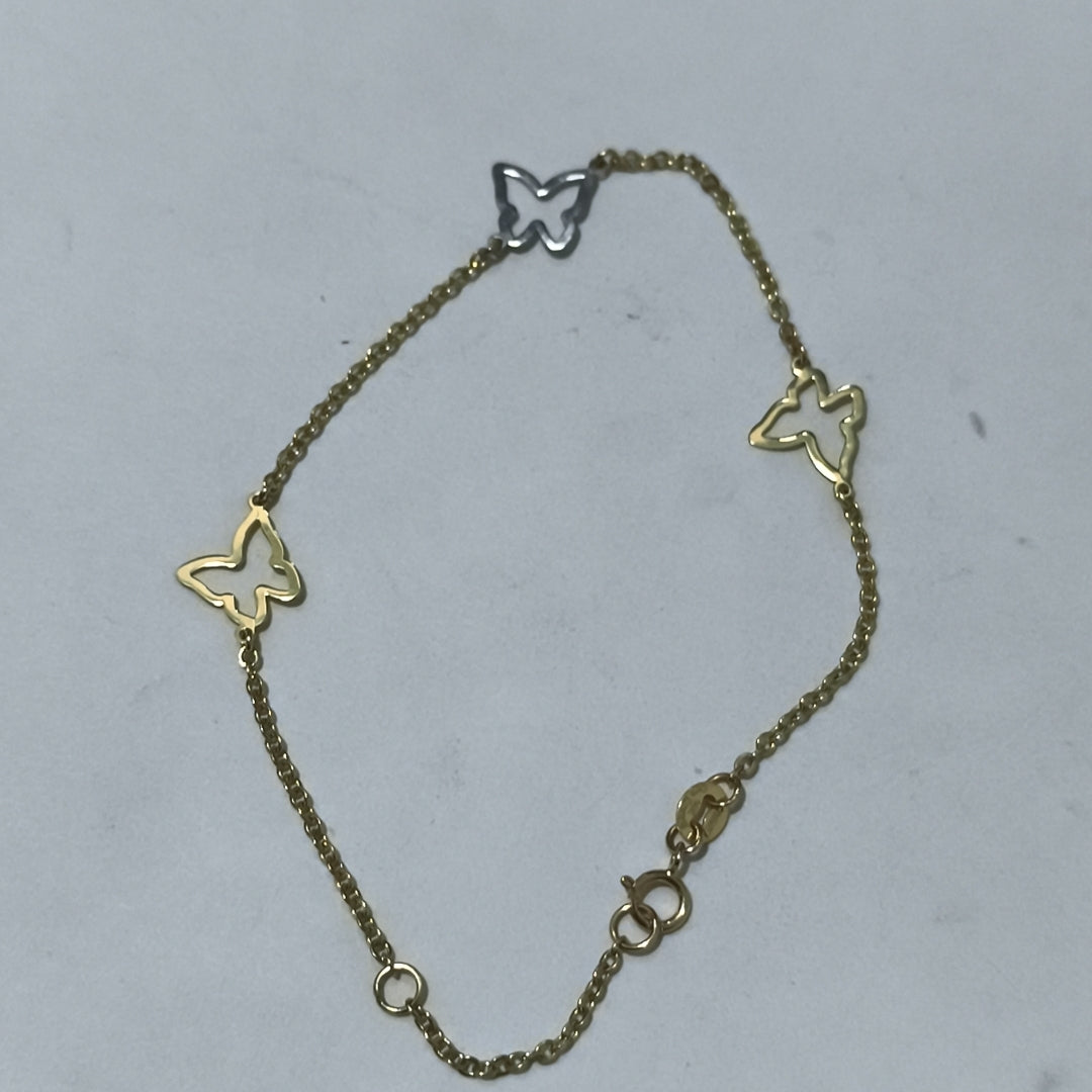 PULSERA ESPECIAL C MARIPOSAS 14K 18 CM 1.7 GR (NUEVO)