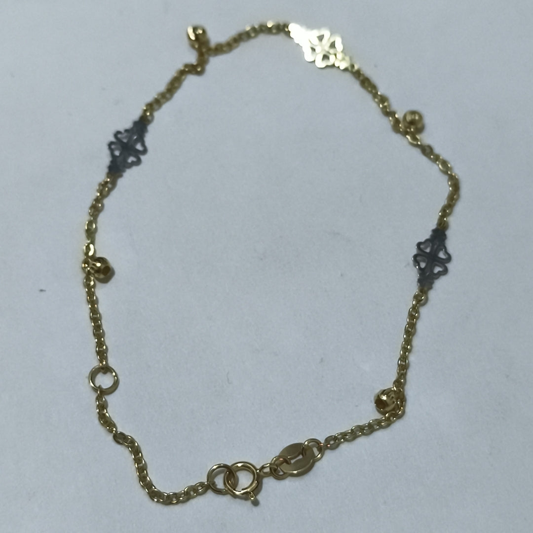 PULSERA ESPECIAL CON TREBOL 14K 18 CM 1.9 GR (NUEVO)