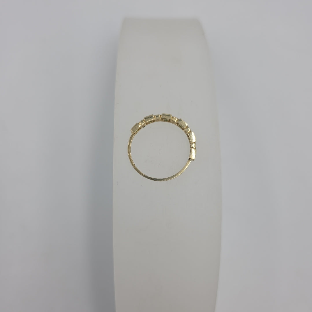 ANILLOS TEJIDO ANILLITO C CIRCONIAS Y PIEDRAS VERDES 14K 8.5 1.5 GR (NUEVO)