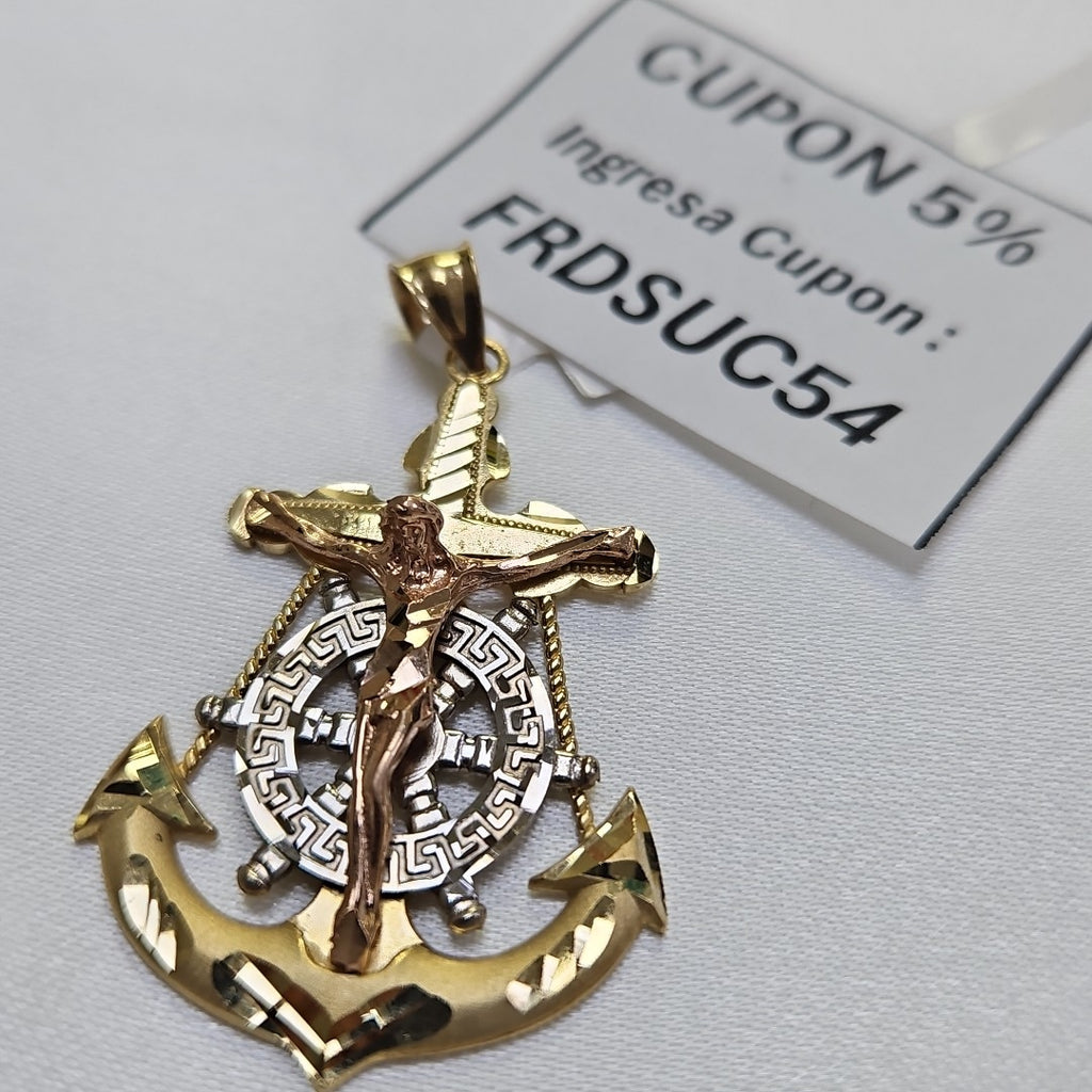 CRISTO EN ANCLA ORO COMBINADO 14 K 6.5 GRMS (SEMINUEVO)