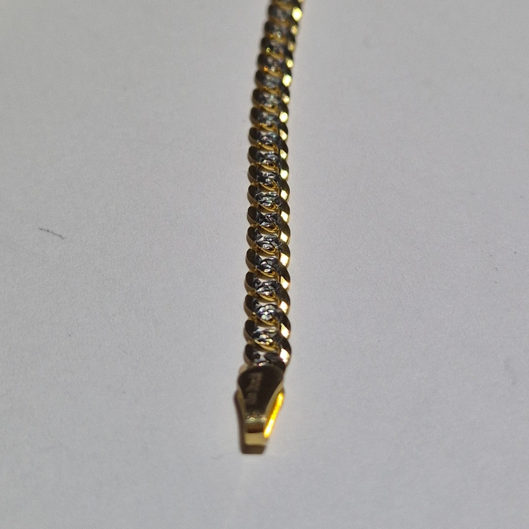 PULSERAS TEJIDO BARBADA DIAMANTADA ORO 14K 21 CM 5.1 GR (NUEVO)