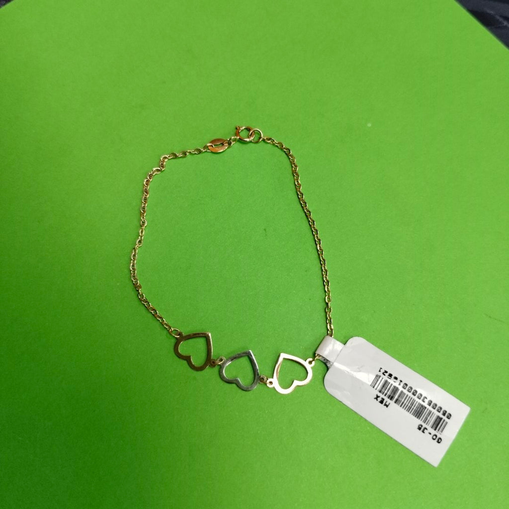 PULSERA ESPECIAL CON CORAZONES 14K 18 CM 1.4 GR (NUEVO)