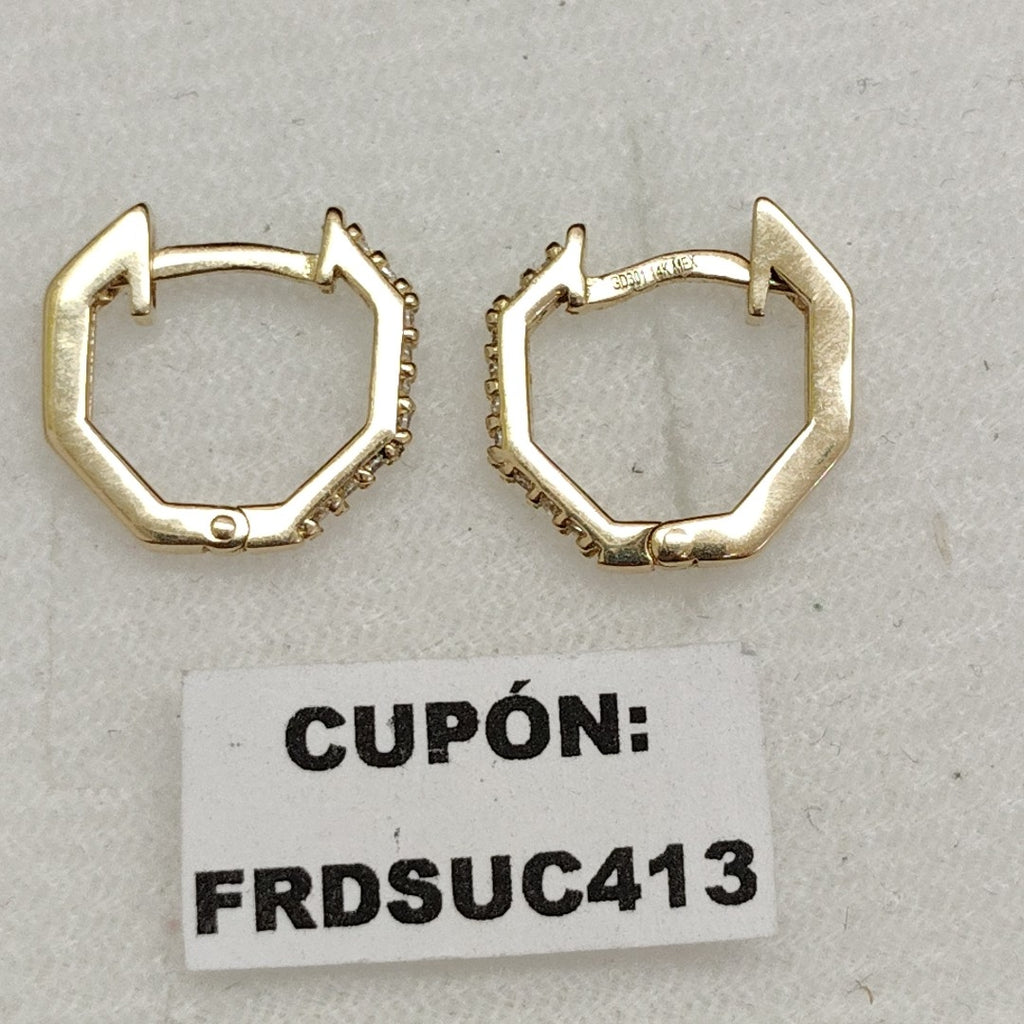ARETES HUGIES C CIRCONIAS 14K 1.4 GR (NUEVO)