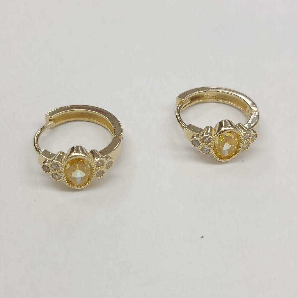 ARETES ARRACADAS CON CIRCONIAS Y PDRAS COL 14K 3.3 GR (NUEVO)