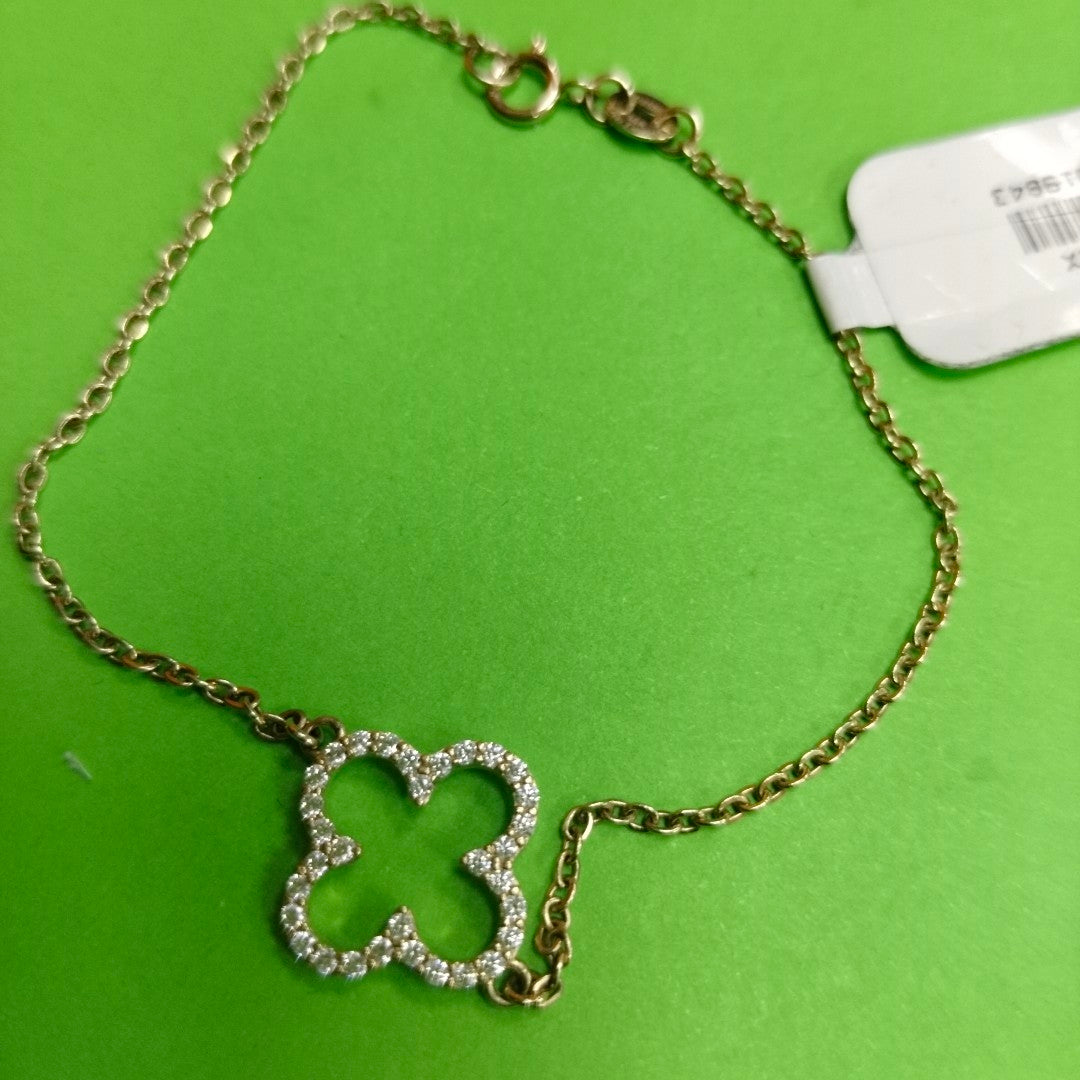PULSERA TEJIDO ESPECIAL C CIRCONIAS 14K 18 CM 1.8 GR (NUEVO)