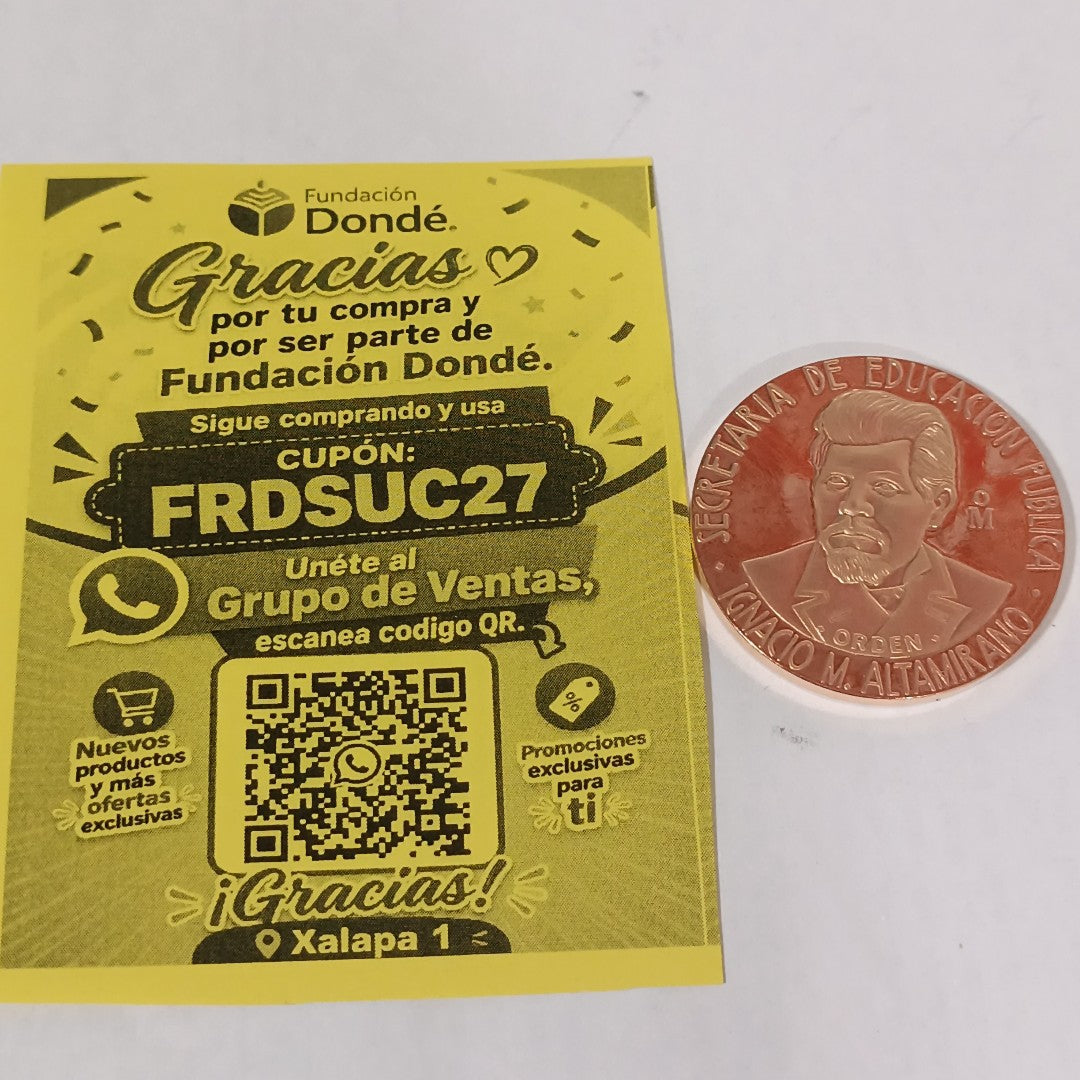 MEDALLA CONMEMORATIVA ORO 21 K 41.9 GRMS (SEMINUEVO)