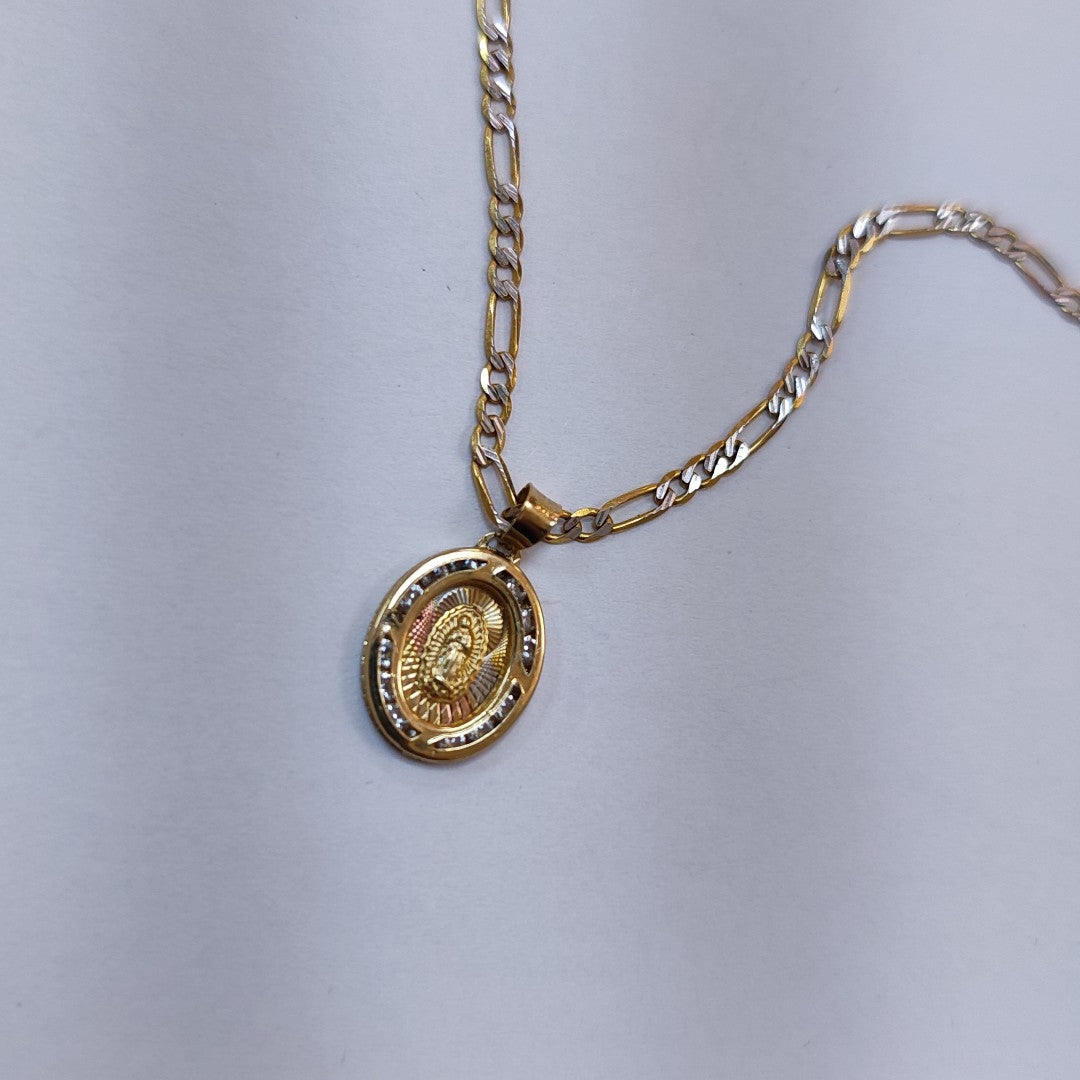 CADENA, MEDALLA RELIGIOSA ORO 10 K 4 GRMS (SEMINUEVO)