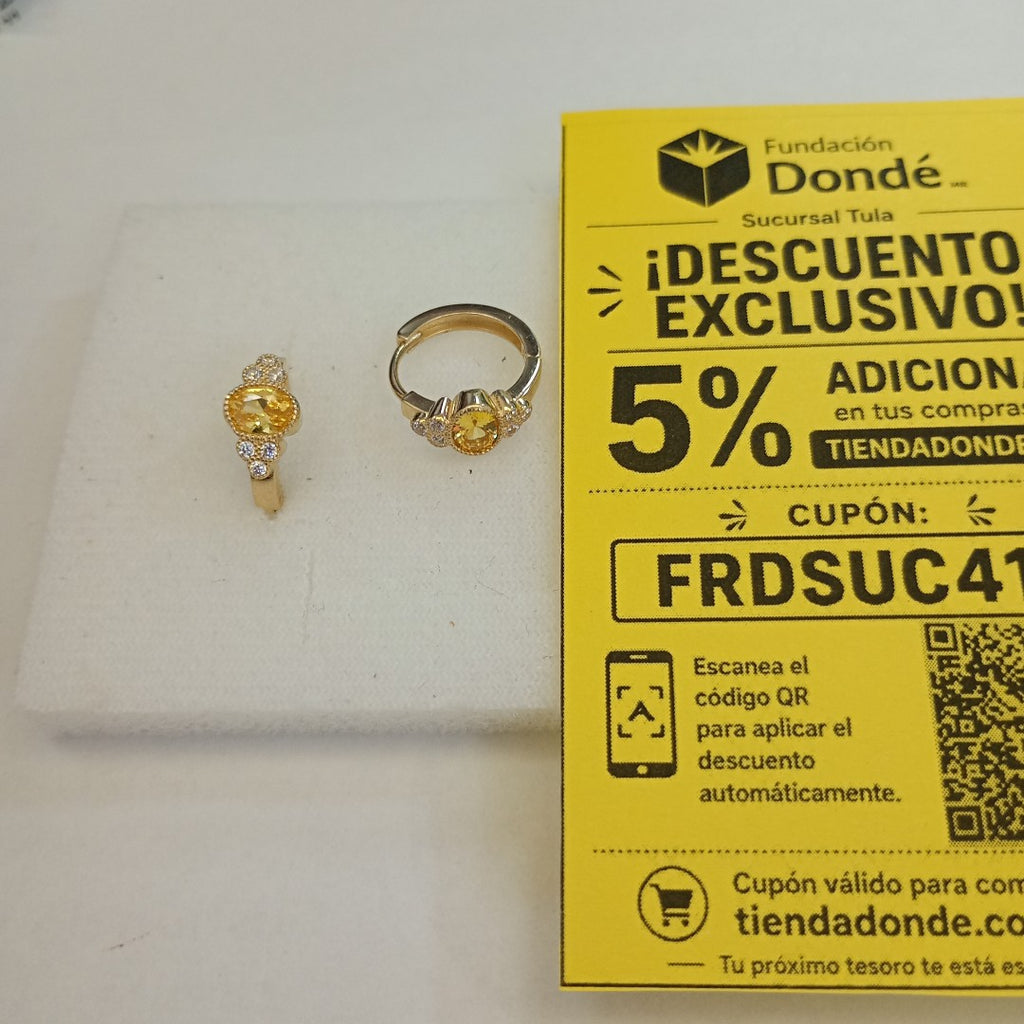ARETES ARRACADAS CON CIRCONIAS Y PDRAS COL 14K 3.1 GR (NUEVO)