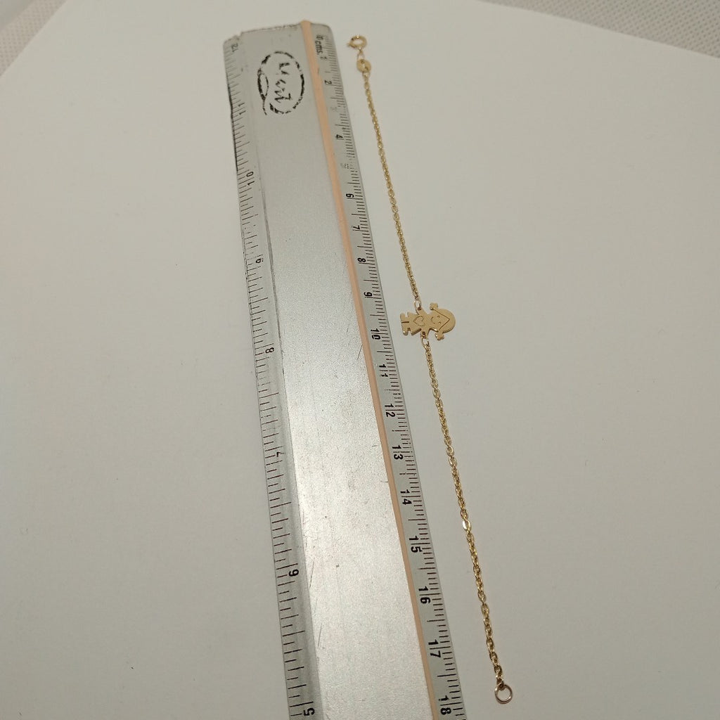 PULSERA ESP CON DIJE DE NIÑA 14K 18 CM 1.4 GR (NUEVO)