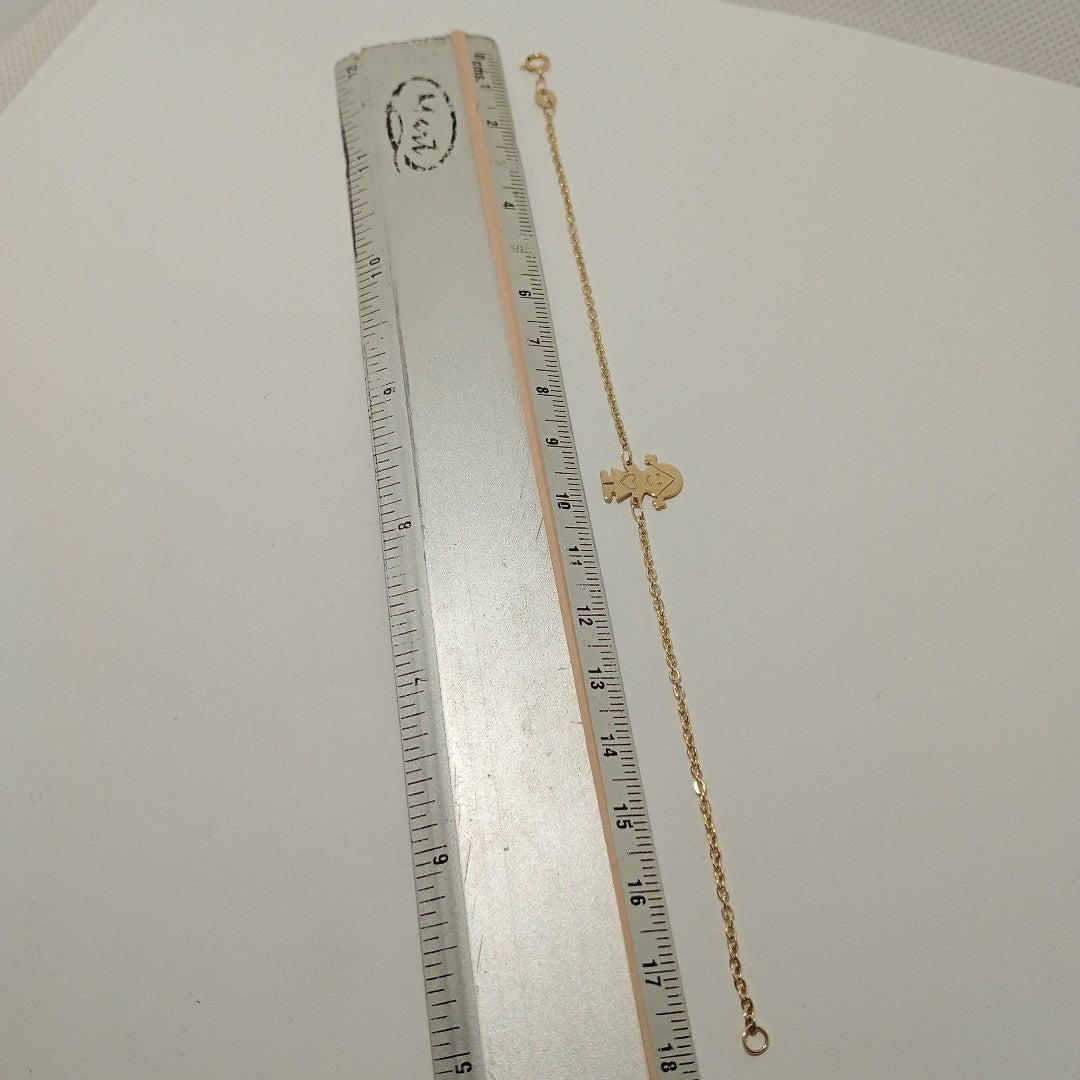 PULSERA ESP CON DIJE DE NIÑA 14K 18 CM 1.4 GR (NUEVO)