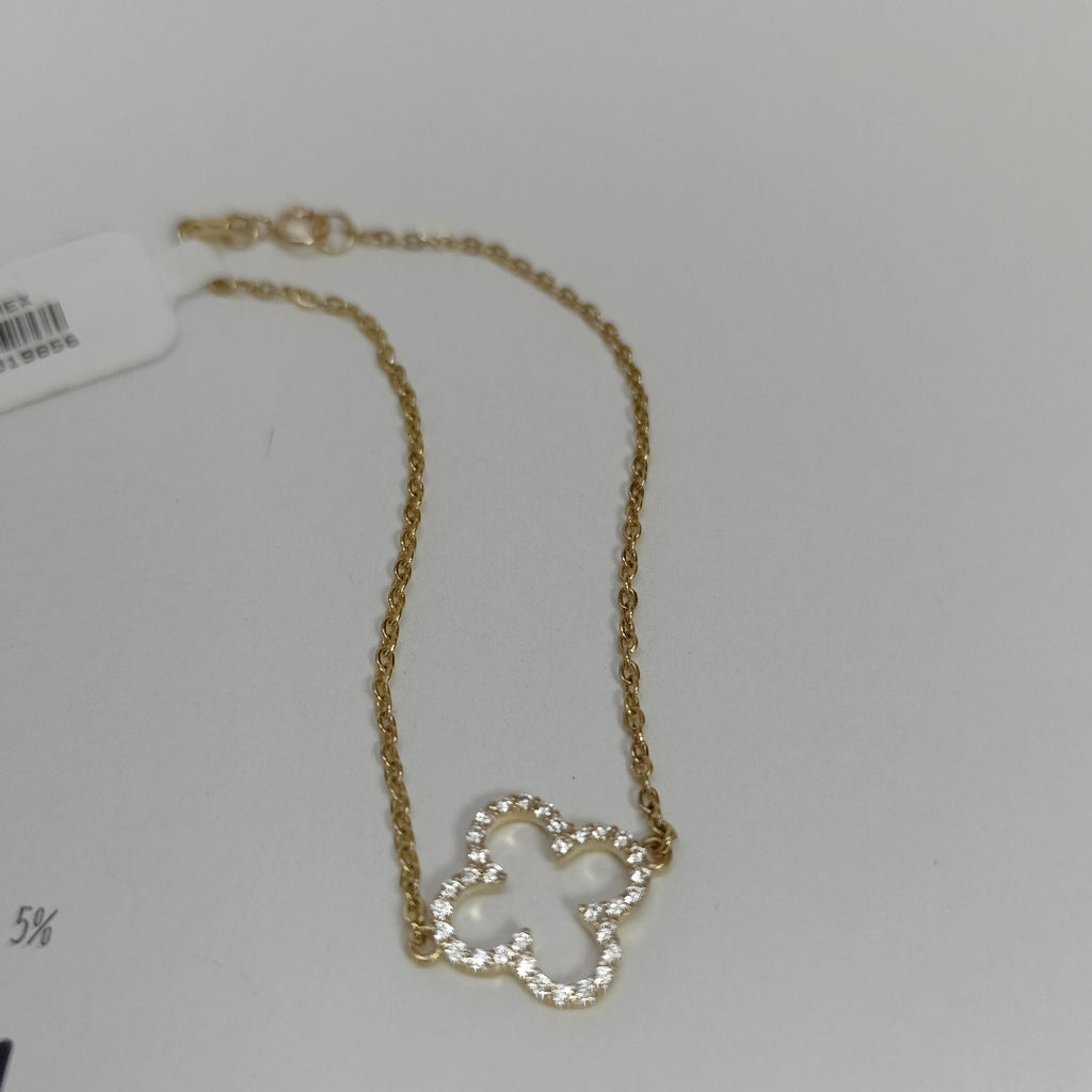 PULSERA TEJIDO ESPECIAL C CIRCONIAS 14K 18 CM 1.8 GR (NUEVO)