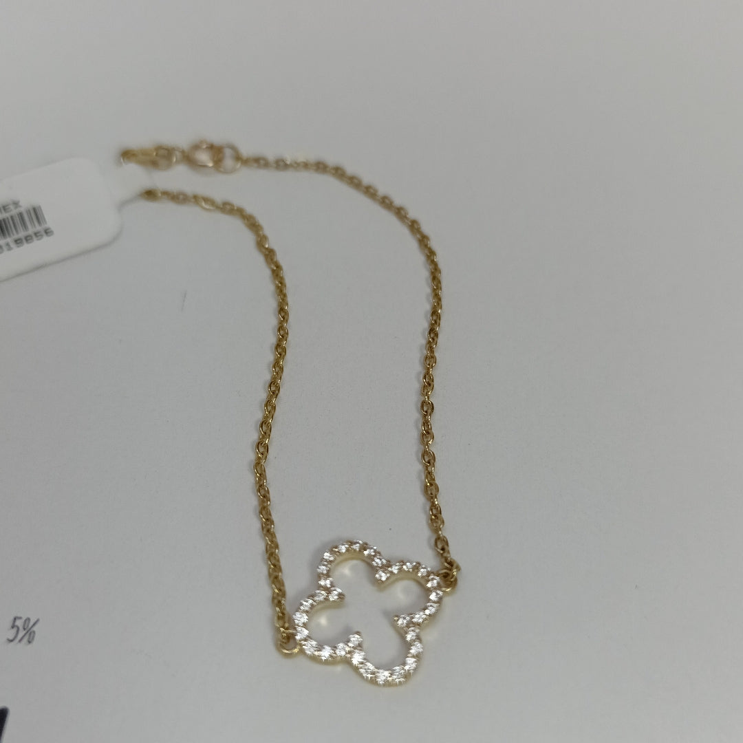 PULSERA TEJIDO ESPECIAL C CIRCONIAS 14K 18 CM 1.8 GR (NUEVO)