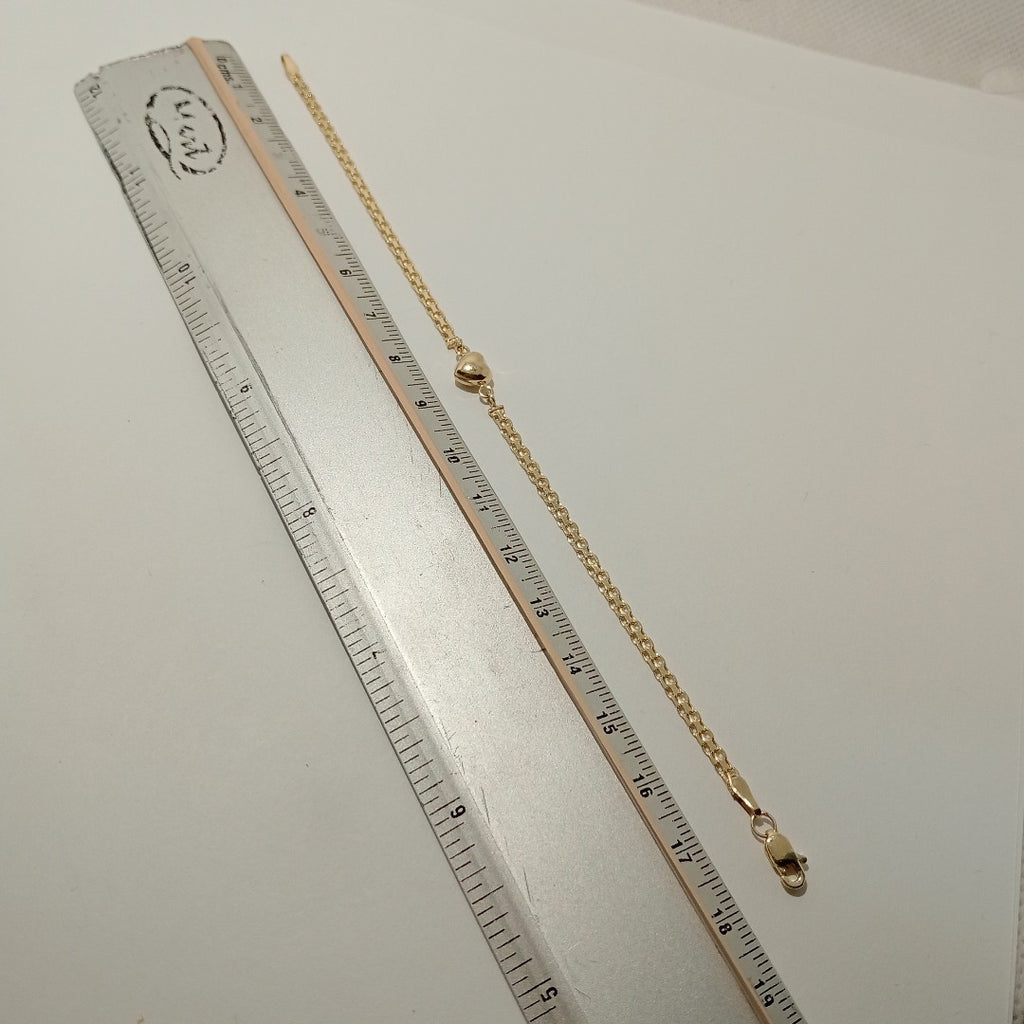 PULSERA ESPECIAL C CORAZON 14K 18 CM 2.6 GR (NUEVO)