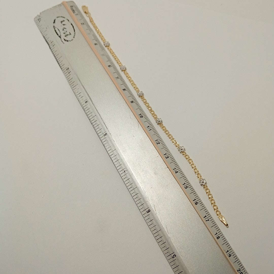 PULSERA ESPECIAL C FLORES 14K 18 CM 3 GR (NUEVO)