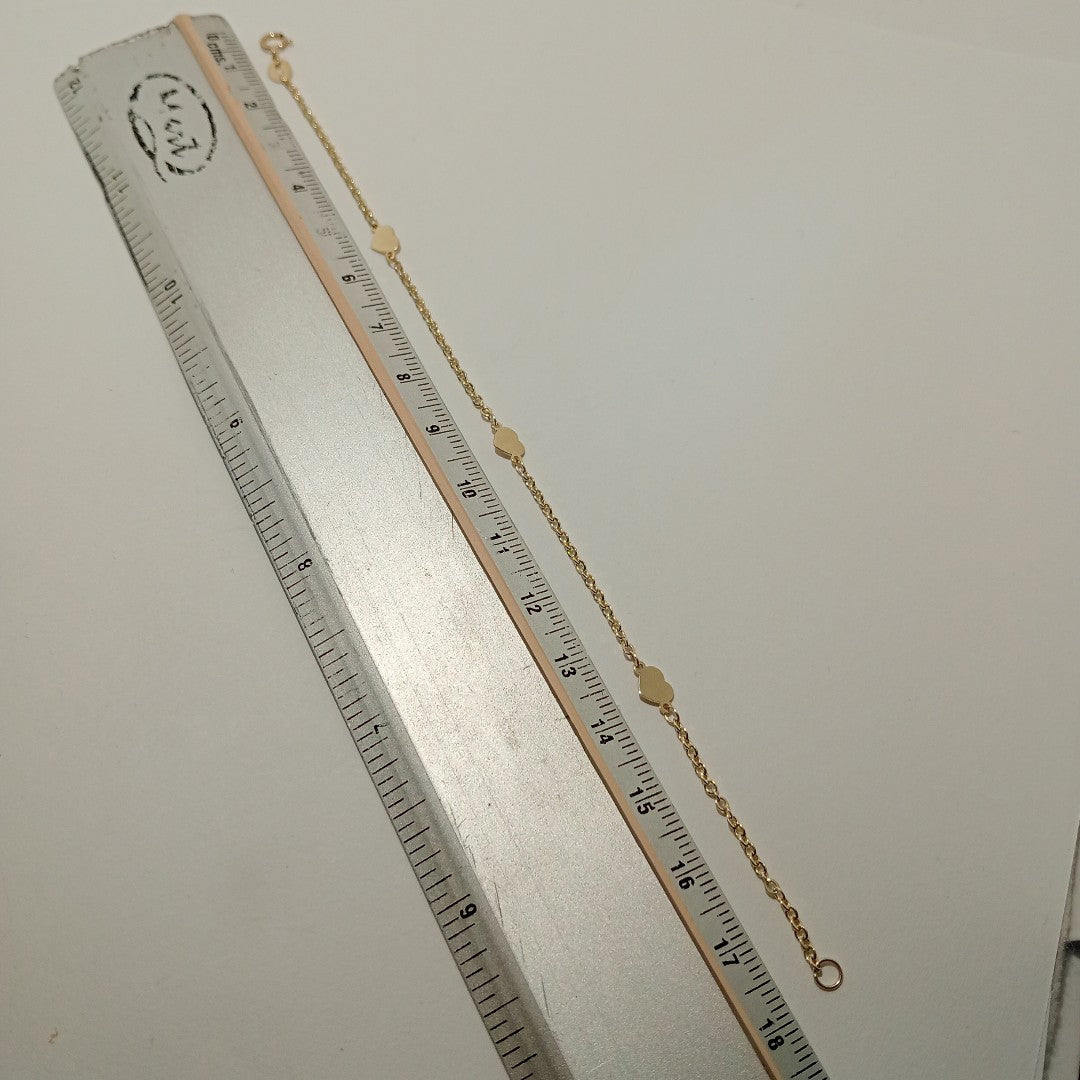 PULSERA TEJIDO ESPECIAL FIG CORAZONES 14K 18 CM 1.3 GR (NUEVO)