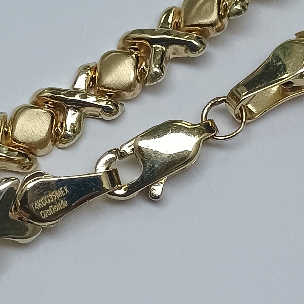 PULSERA ESPECIAL XOXO 14K 18 CM 6.1 GR (NUEVO)
