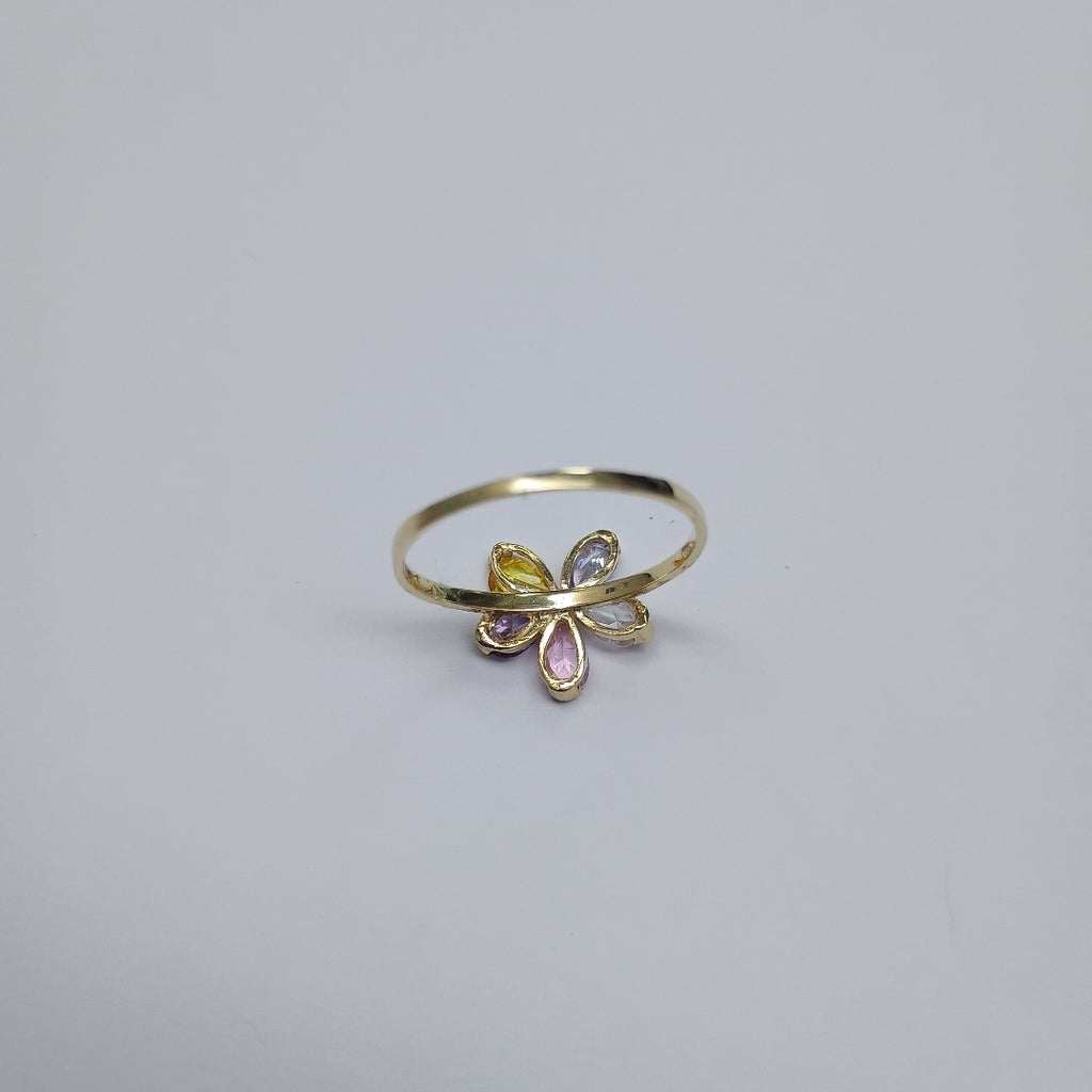 ANILLOS FLOR CON PIEDRAS DE COLOR 14K TALLA 7 1.4 GR (NUEVO)