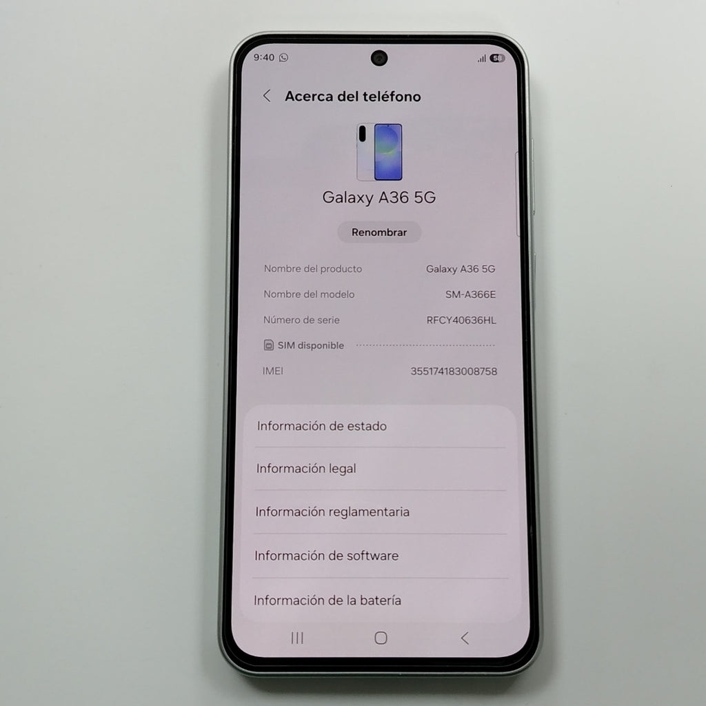 CELULAR SAMSUNG GALAXY A36 5G SM-A366E (2025) 128 GB 6 GB RAM (SEMINUEVO)