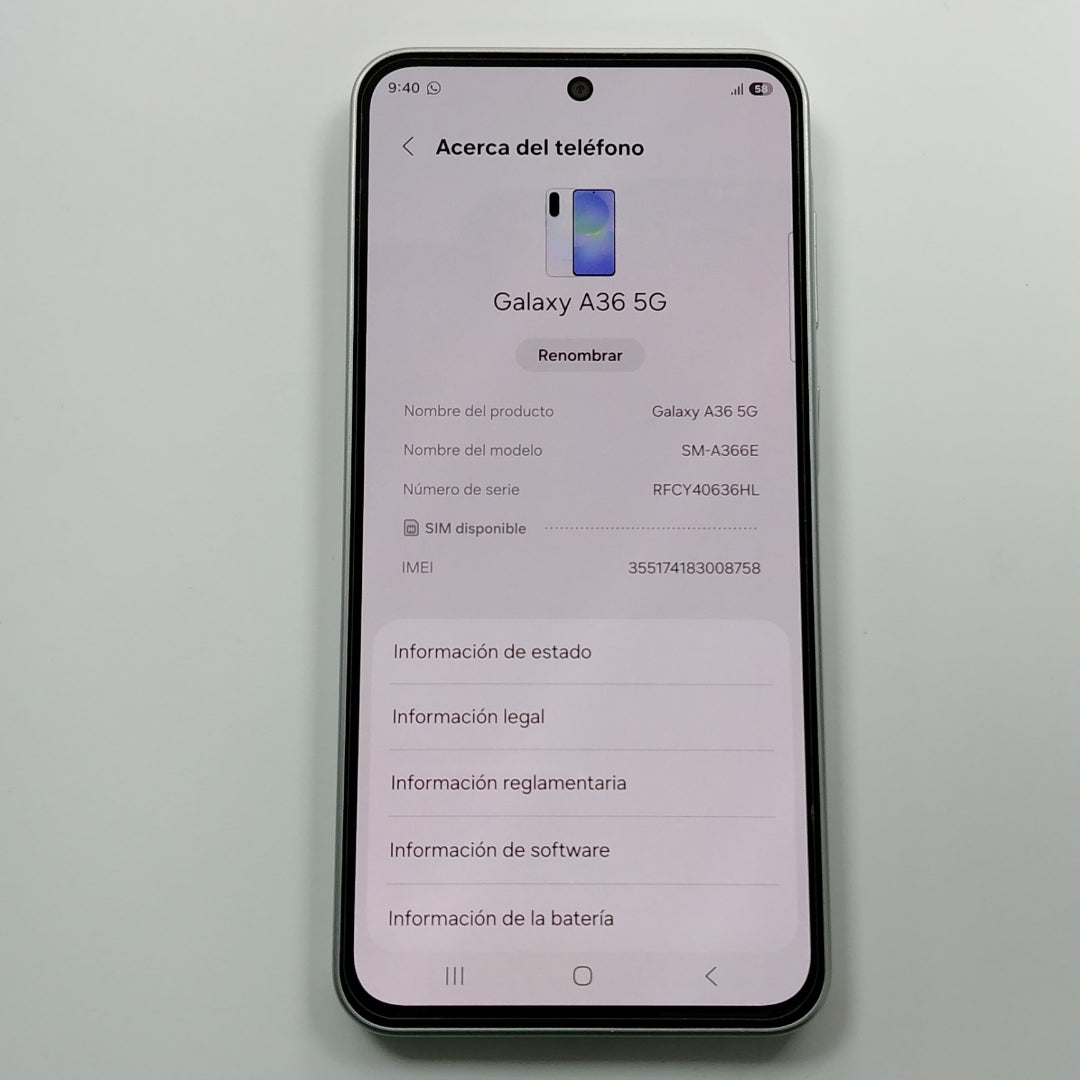 CELULAR SAMSUNG GALAXY A36 5G SM-A366E (2025) 128 GB 6 GB RAM (SEMINUEVO)