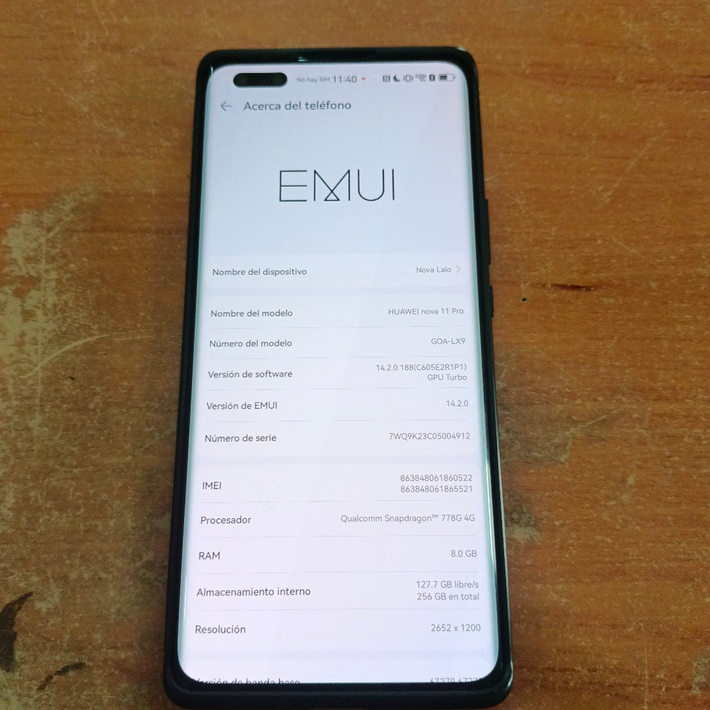 CELULAR HUAWEI NOVA 11 PRO GOA-LX9 (2023) 256 GB 8 GB RAM (SEMINUEVO)