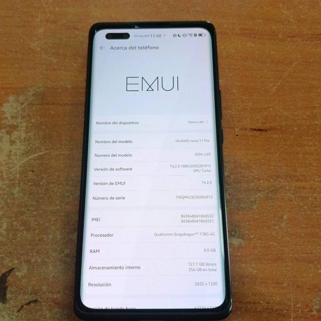 CELULAR HUAWEI NOVA 11 PRO GOA-LX9 (2023) 256 GB 8 GB RAM (SEMINUEVO)