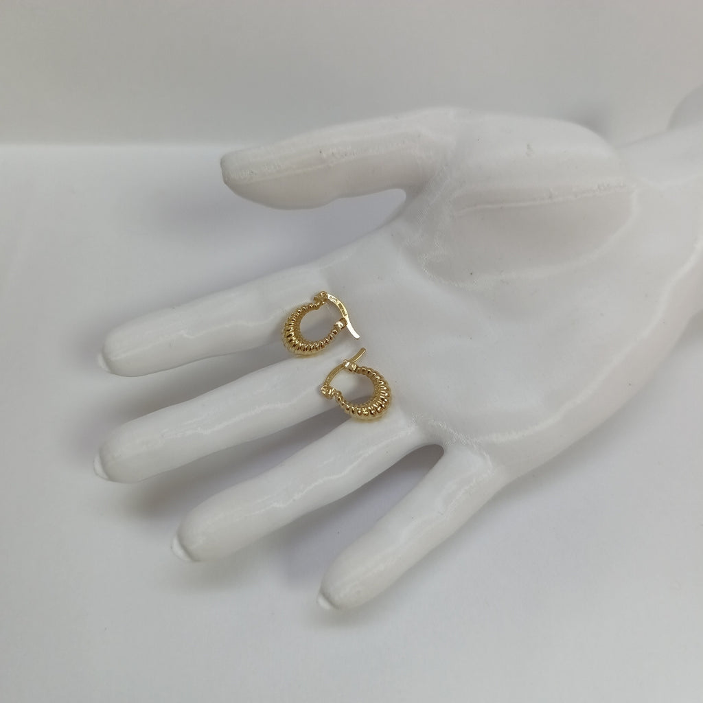 ARETES ARRACADA ESTRIADAS 14K 1.2 GR (NUEVO)