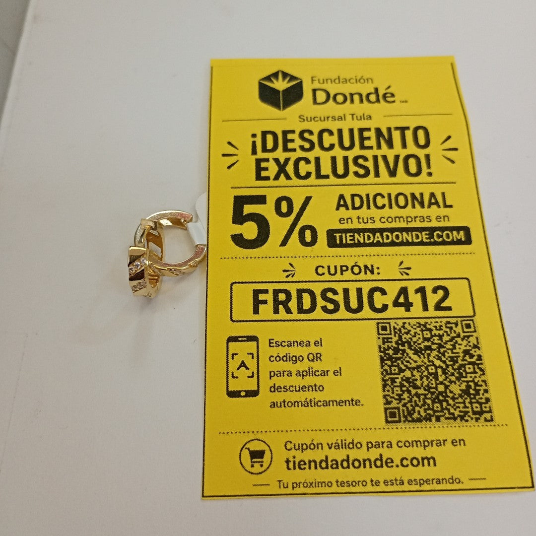 ARETES HUGGIES CON CIRCONIAS 14K 2.2 GR (NUEVO)