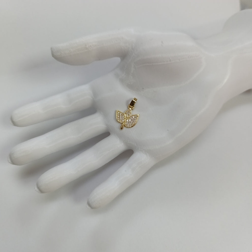 DIJE TEJIDO HOJAS CON CIRCONIAS 14K 0.9 GR (NUEVO)